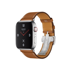 Refurbished Apple Watch Hermès Stainless Steel Case with Fauve Barenia Leather Single Tour Deployment Buckle 44mm