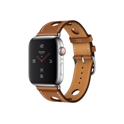 Refurbished Apple Watch Hermès Stainless Steel Case with Fauve Grained Barenia Leather Single Tour Rallye 44mm