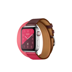 Refurbished Apple Watch Hermès Stainless Steel Case with Craie/Rose Swift Leather Double Tour 40mm